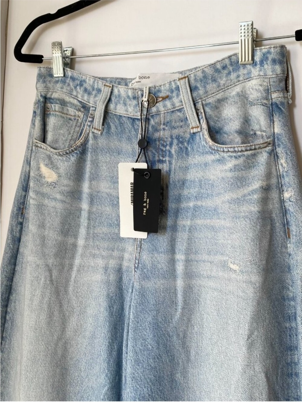 NWT Rag & Bone Miramar Sofie Wide-Leg Pants Sweatpant Jeans 26 Light Blue - Picture 8 of 15